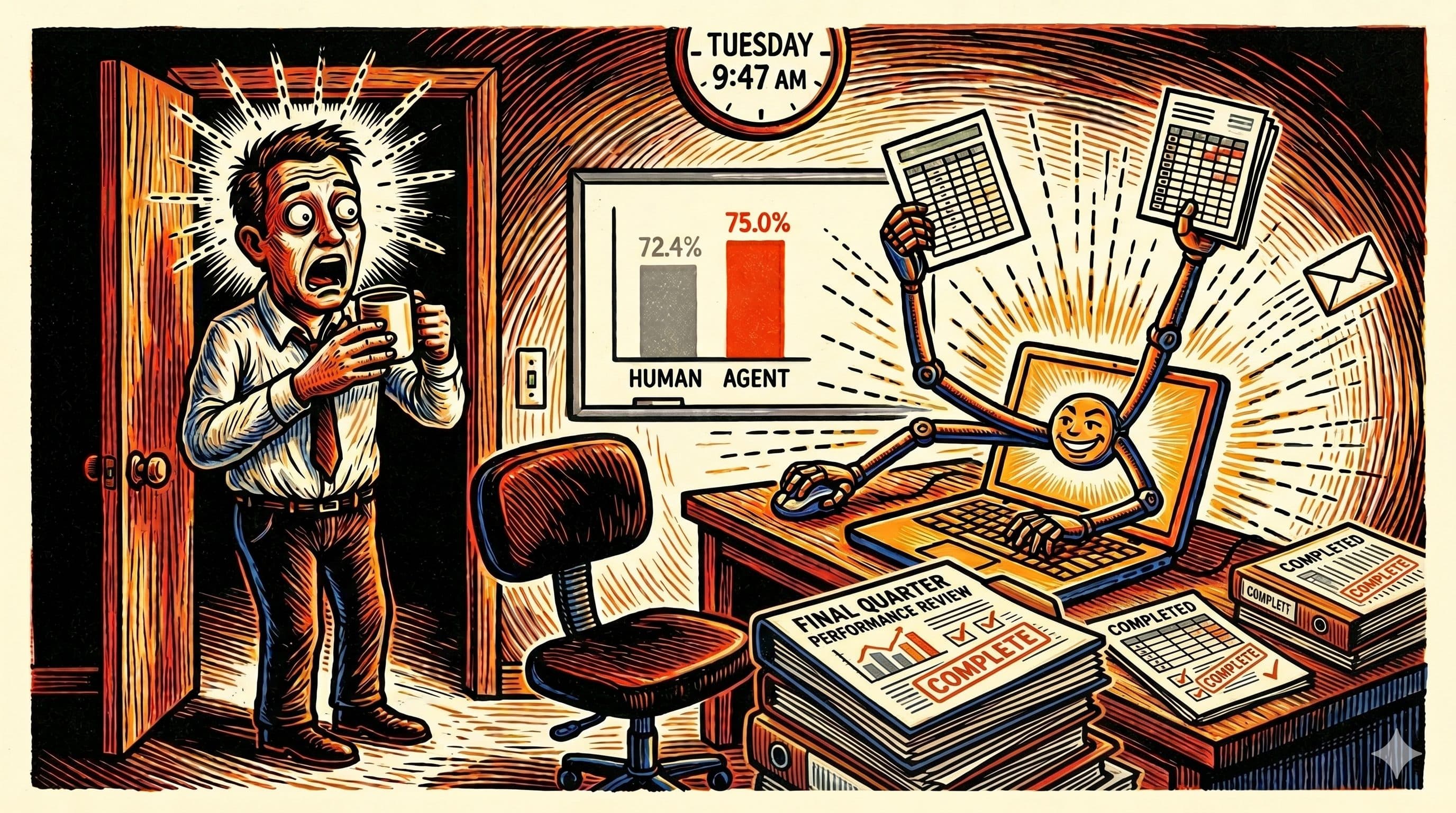 Agents just beat the human baseline at desktop work